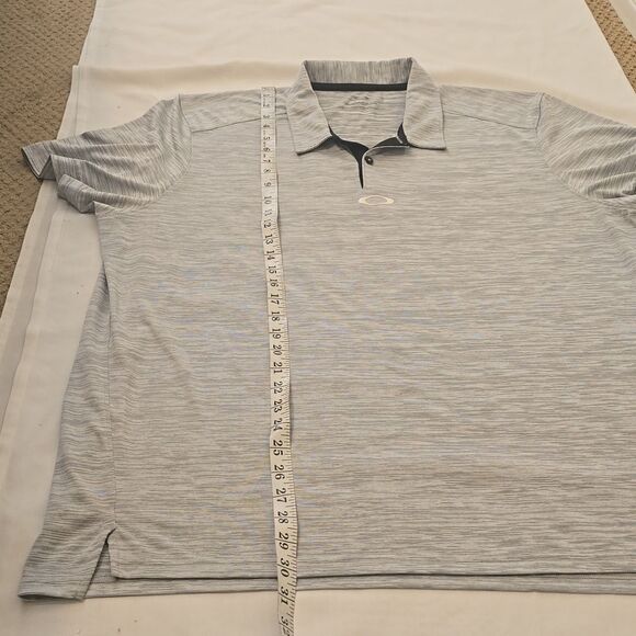 Oakley Tailored Fit Polo Shirt Mens XXL Heather Gray Short Sleeve Spellout, Golf - Picture 5 of 8